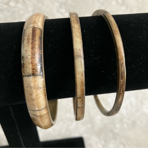 Vintage Brass & Stone Bangle Set - Picture 9 of 9